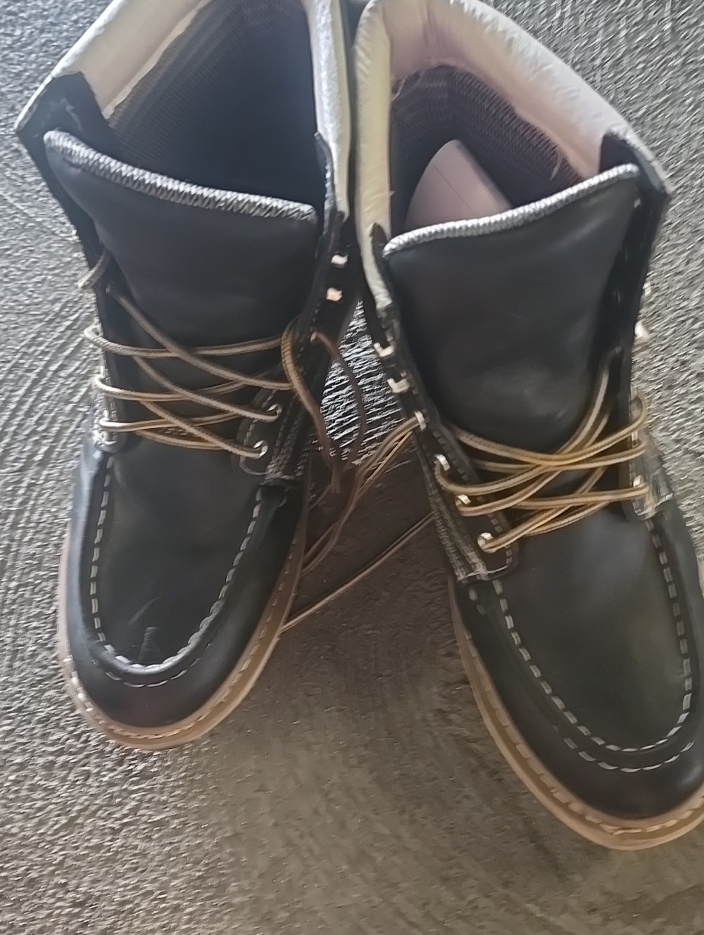 Men's Black Lace-Up Moc Toe Boots - Casual Work Style